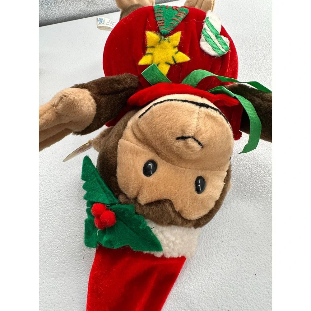 Vintage Curious George Christmas Holiday Plush Monkey Santa Toy‎ Network Stuffed